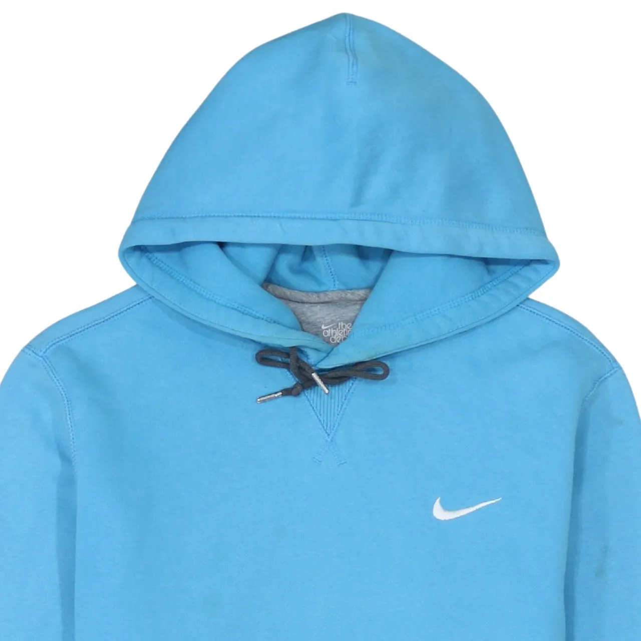 Nike Light Blue Hoodie Women’s Medium Embroidered Swoosh Drawstring Hood Front Pocket Sweatshirt sold by Vintage Club product image thumbnail 3