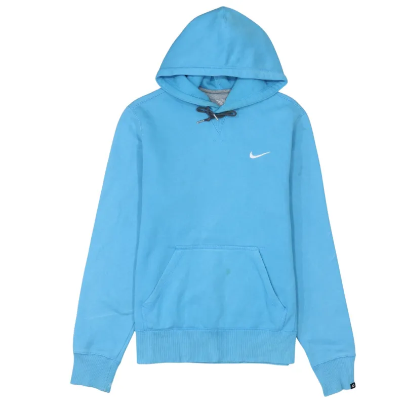 Nike Light Blue Hoodie Women’s Medium Embroidered Swoosh Drawstring Hood Front Pocket Sweatshirt sold by Vintage Club
