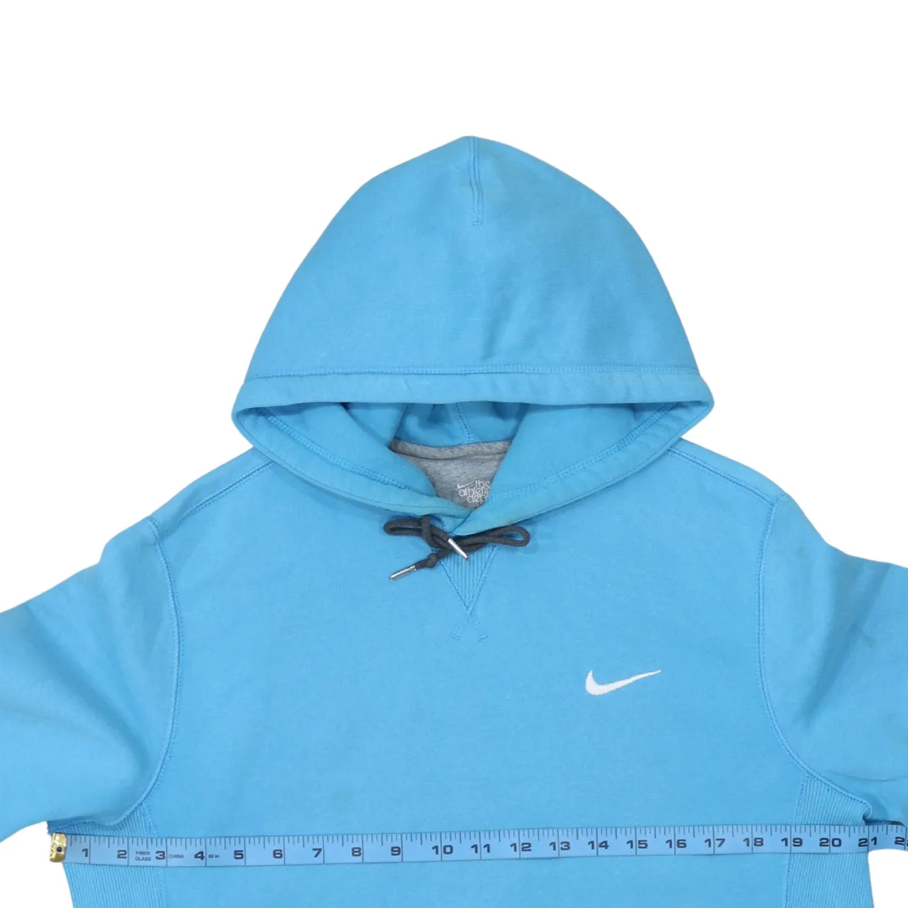 Nike Light Blue Hoodie Women’s Medium Embroidered Swoosh Drawstring Hood Front Pocket Sweatshirt sold by Vintage Club product image thumbnail 5