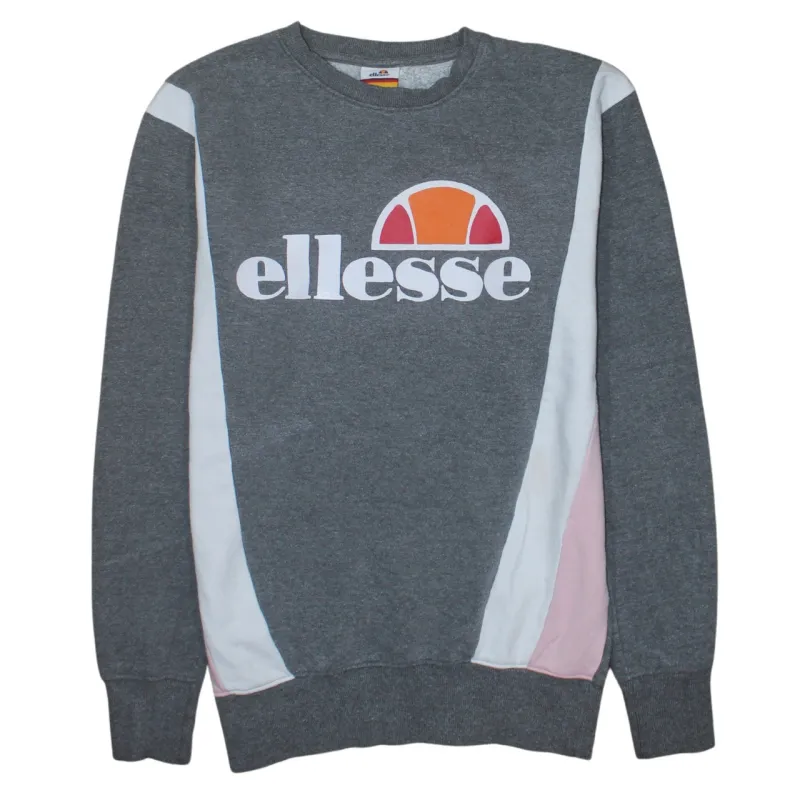 Ellesse Grey Sweatshirt Women’s Large Big Printed Logo Colour Block Crewneck Pullover made by Ellesse