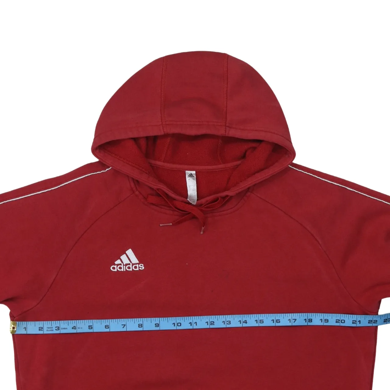 Adidas Burgundy Red Hoodie Women's Large Embroidered Logo Piped Sleeves Front Pocket Sweatshirt sold by Vintage Club product image thumbnail 5