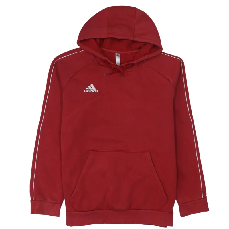 Adidas Burgundy Red Hoodie Women's Large Embroidered Logo Piped Sleeves Front Pocket Sweatshirt sold by Vintage Club