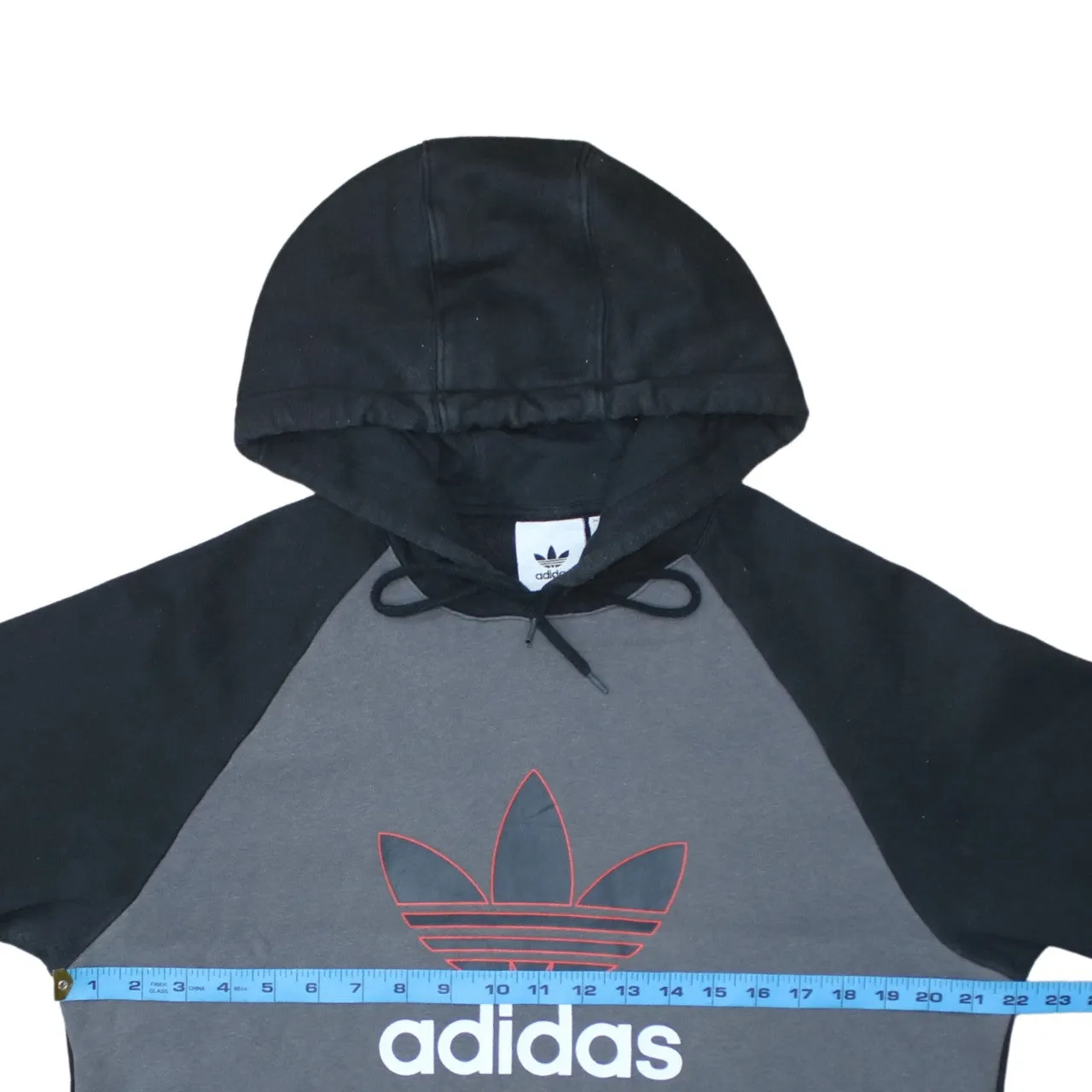 Adidas Black Grey Hoodie Men’s Medium Trefoil Printed Logo Front Pocket Pullover Sweatshirt sold by Vintage Club product image thumbnail 5