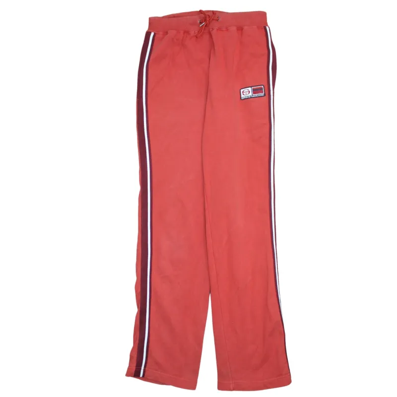 Sergio Tacchini Coral Red Track Pants Men's 26 Side Stripe Logo Drawstring Trousers sold by Vintage Club