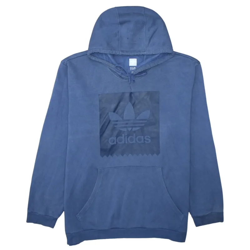 Adidas Navy Blue Hoodie Men's XXLarge Trefoil Printed Logo Front Pocket Pullover Sweatshirt sold by Vintage Club
