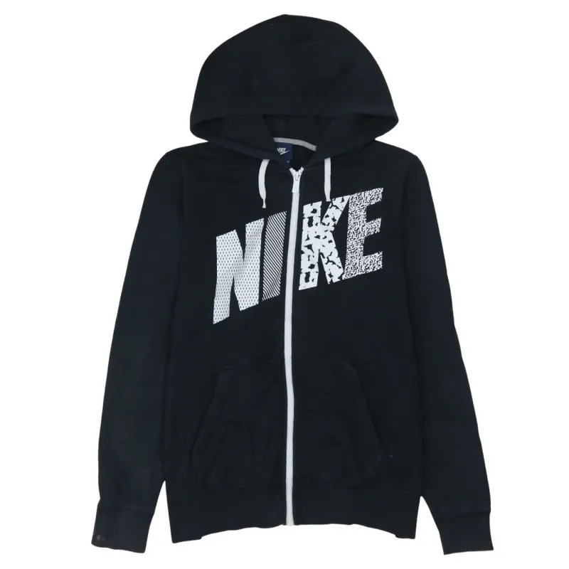 Nike Black Full Zip Hoodie Women's XLarge Printed Logo Split Pockets Casual Sweatshirt sold by Vintage Club