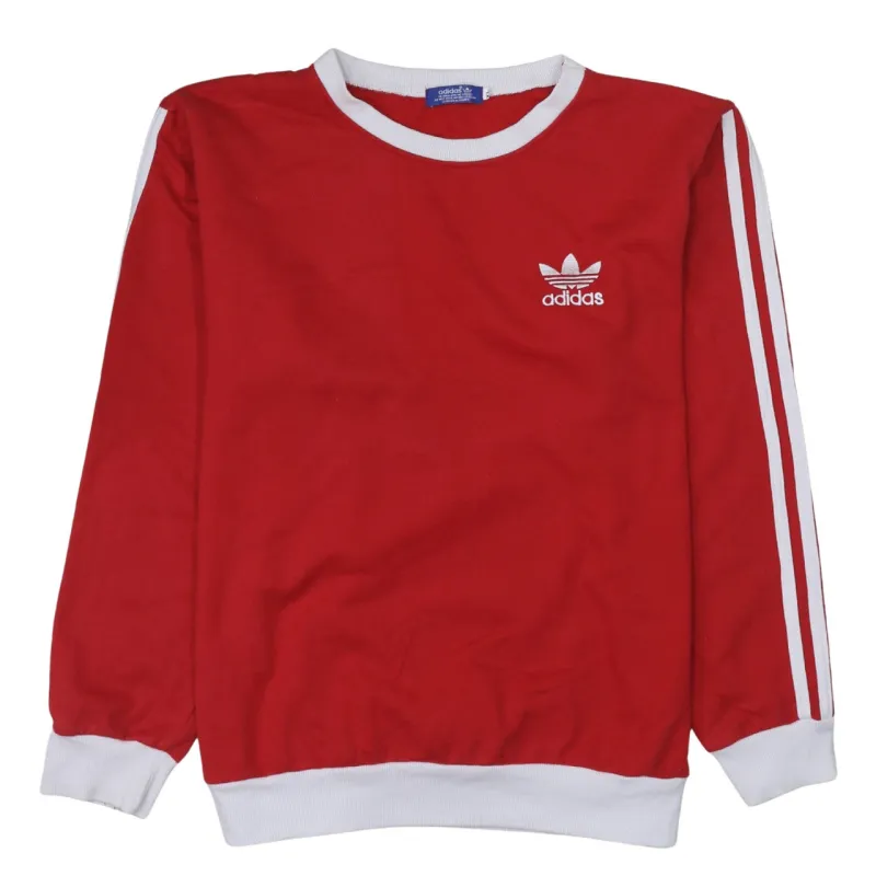 Adidas Red Sweatshirt Women's XLarge Embroidered Trefoil Logo Three Stripe Sleeves Pullover Top sold by Vintage Club