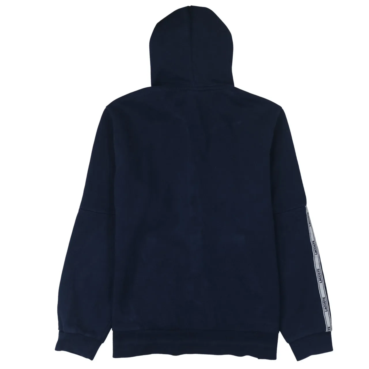 Lacoste Navy Blue Zip Hoodie Women’s XLarge Embroidered Croc Logo Branded Sleeve Tape Sweatshirt sold by Vintage Club product image thumbnail 2