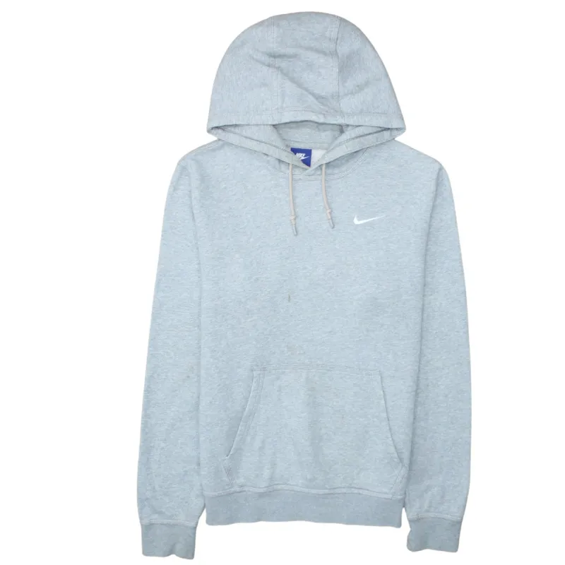Nike Light Grey Hoodie Men's Small Embroidered Swoosh Front Pocket Pullover Sweatshirt sold by Vintage Club