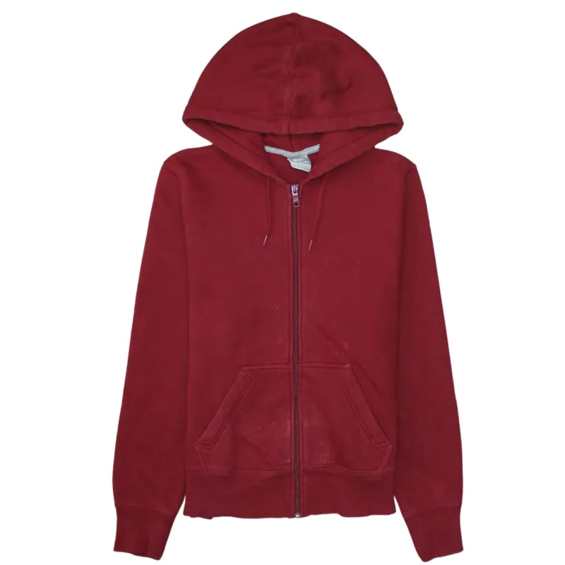Nike Burgundy Red Hoodie Women’s Medium Zip Front Plain Casual Sweatshirt Top made by Nike