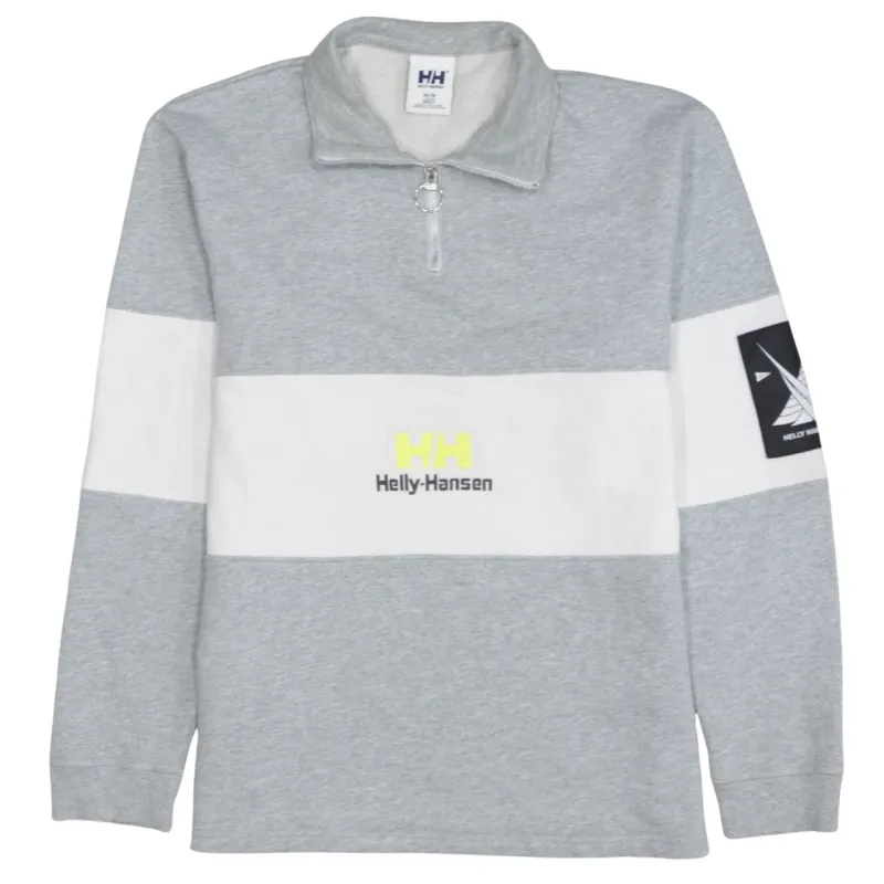 Helly Hansen Grey White Sweatshirt Women’s Medium Half Zip Embroidered Logo Pullover Top made by Helly Hansen