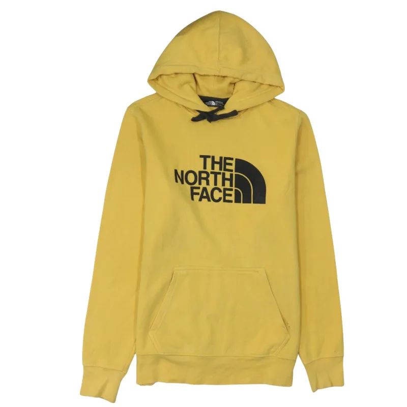 The North Face Yellow Hoodie Men's Small Printed Logo Front Pocket Pullover Sweatshirt made by The North Face