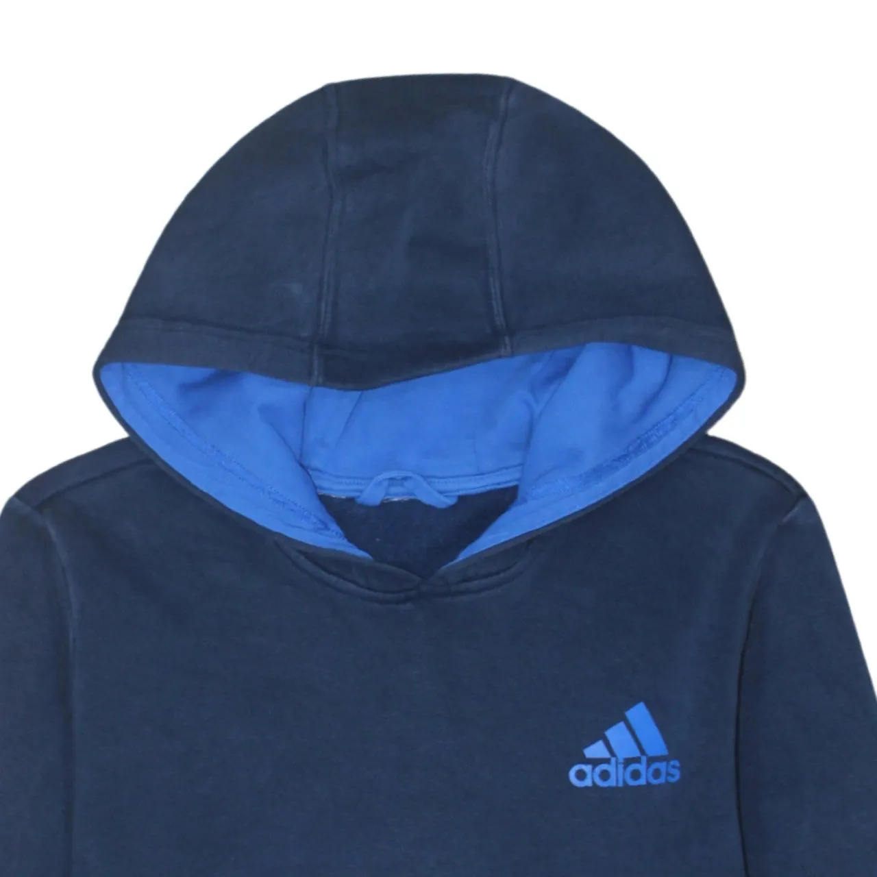 Adidas Navy Blue Hoodie Men's XSmall Embroidered Chest Logo Front Pocket Pullover Sweatshirt sold by Vintage Club product image thumbnail 3