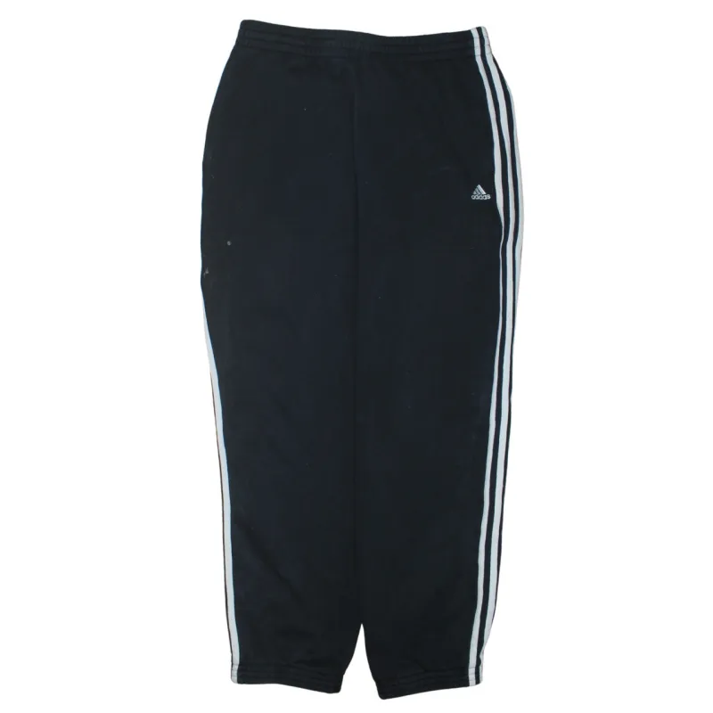 Adidas Black Joggers Men's Medium Three Stripe Sides Embroidered Logo Sweatpants made by Adidas