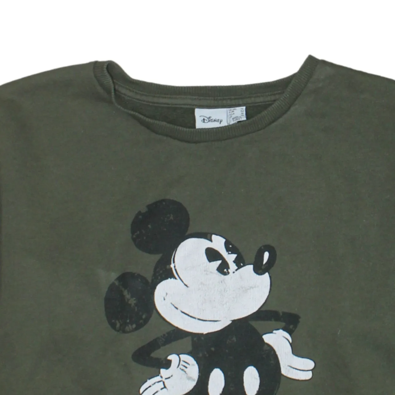 Disney Khaki Green Sweatshirt Women’s Large Printed Mickey 1928 Graphic Crewneck Pullover sold by Vintage Club product image thumbnail 3