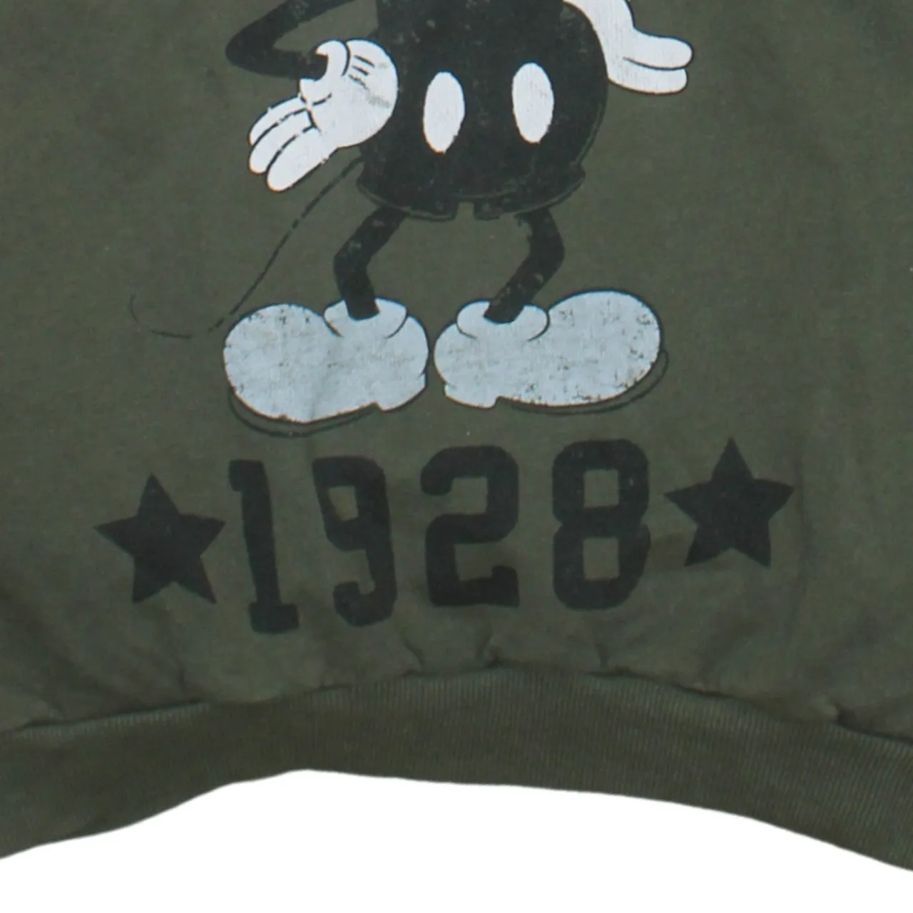 Disney Khaki Green Sweatshirt Women’s Large Printed Mickey 1928 Graphic Crewneck Pullover sold by Vintage Club product image thumbnail 4