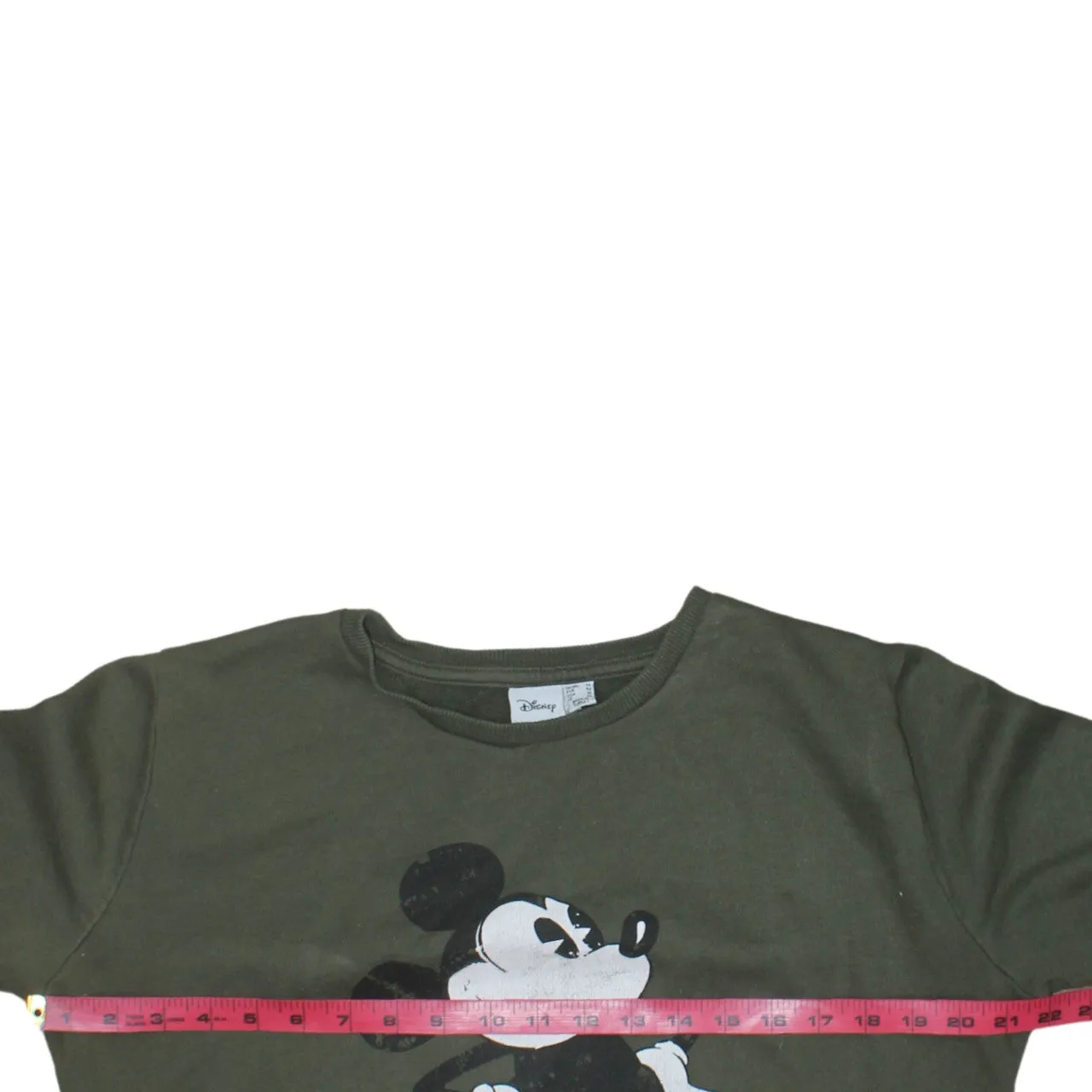 Disney Khaki Green Sweatshirt Women’s Large Printed Mickey 1928 Graphic Crewneck Pullover sold by Vintage Club product image thumbnail 5