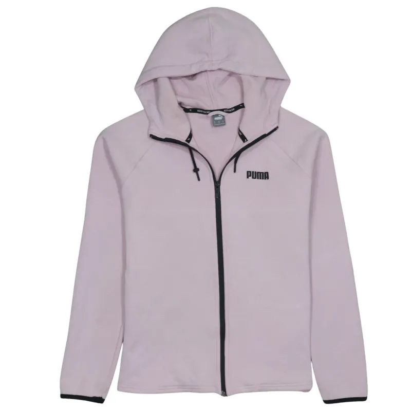 Puma Light Pink Full Zip Hoodie Women’s XLarge Printed Logo Drawstring Hood Casual Top sold by Vintage Club