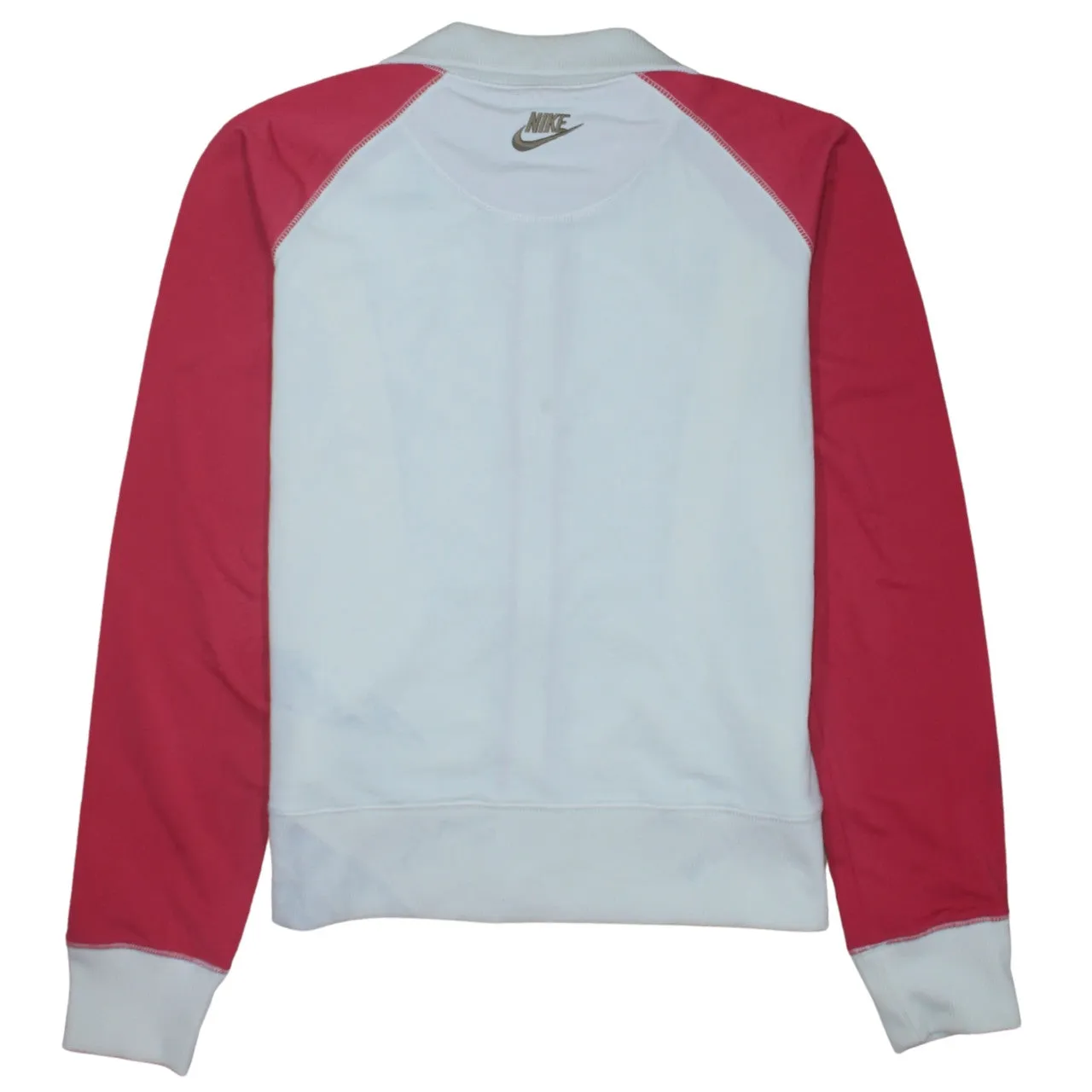 Nike White Pink Track Jacket Women's Large Full Zip Embroidered Swoosh Piped Trim Outerwear sold by Vintage Club product image thumbnail 2