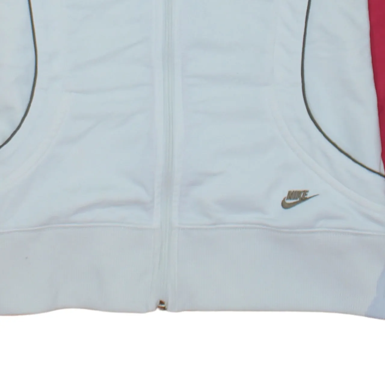 Nike White Pink Track Jacket Women's Large Full Zip Embroidered Swoosh Piped Trim Outerwear sold by Vintage Club product image thumbnail 4