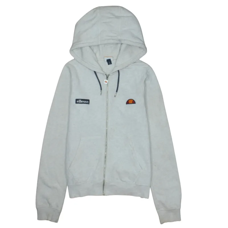 Ellesse Light Grey Full Zip Hoodie Women's Medium Embroidered Chest Logos Pockets Sweatshirt made by Ellesse