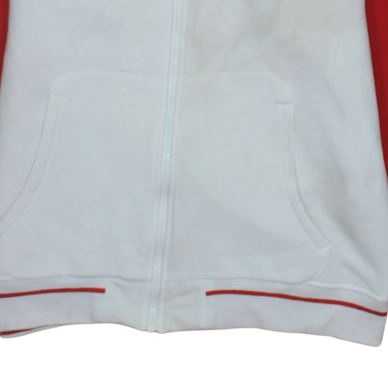 Adidas White Red Hoodie Men's Small Full Zip Drawcord Logo Pocket Sweatshirt sold by Vintage Club product image thumbnail 4