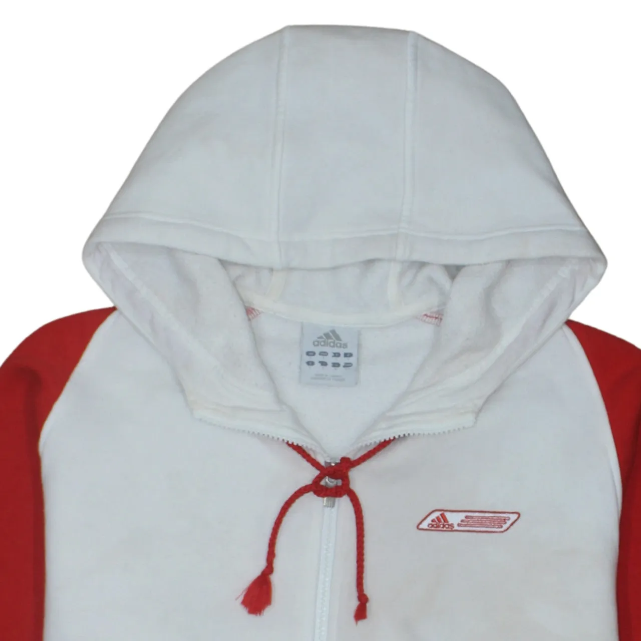 Adidas White Red Hoodie Men's Small Full Zip Drawcord Logo Pocket Sweatshirt sold by Vintage Club product image thumbnail 3
