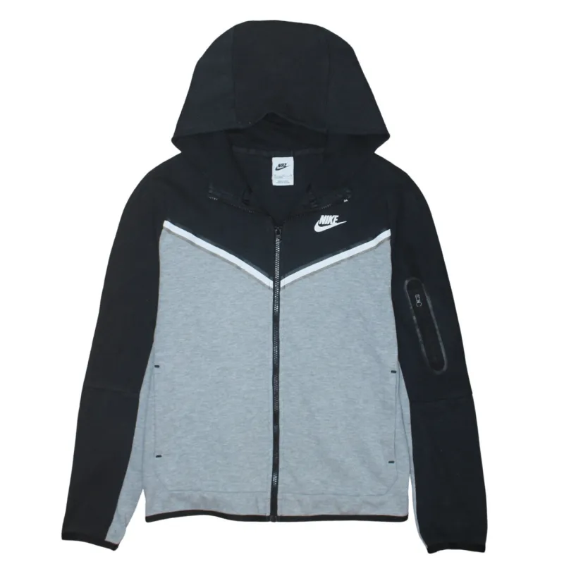 Nike Black Grey Full Zip Hoodie Women’s XLarge Embroidered Swoosh Panel Design Jacket sold by Vintage Club