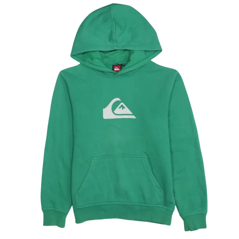 Quiksilver Green Hoodie Women’s Small Printed Chest Logo Front Pouch Fleece Pullover sold by Vintage Club