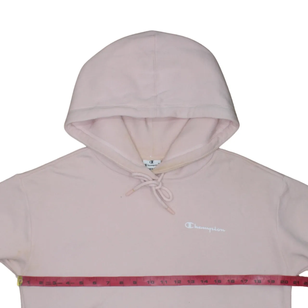 Champion Pale Pink Hoodie Men's Small Embroidered Chest Logo Cuff Patch Pocket Pullover sold by Vintage Club product image thumbnail 5