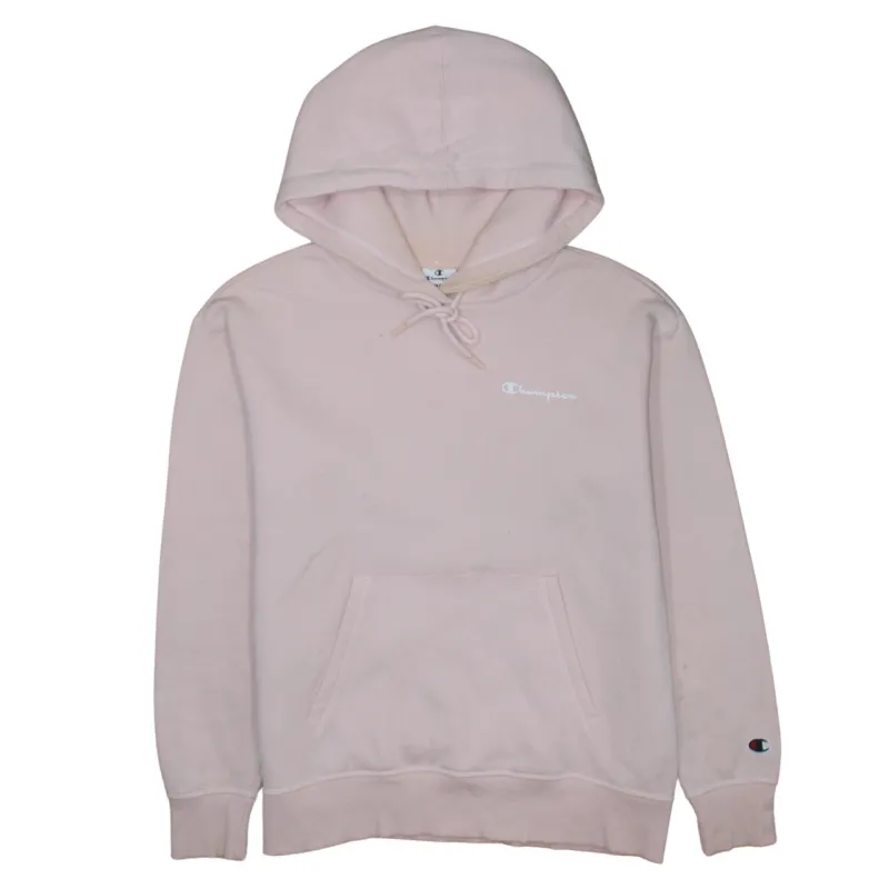 Champion Pale Pink Hoodie Men's Small Embroidered Chest Logo Cuff Patch Pocket Pullover sold by Vintage Club