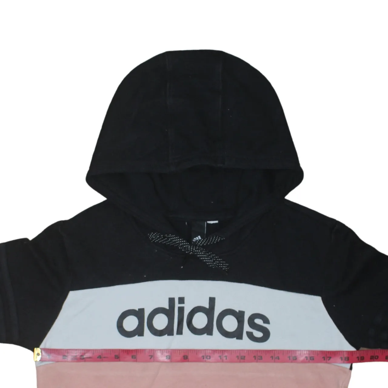 Adidas Black Pink Hoodie Men's XSmall Big Logo Colour Block Fleece Pullover Sweatshirt sold by Vintage Club product image thumbnail 5