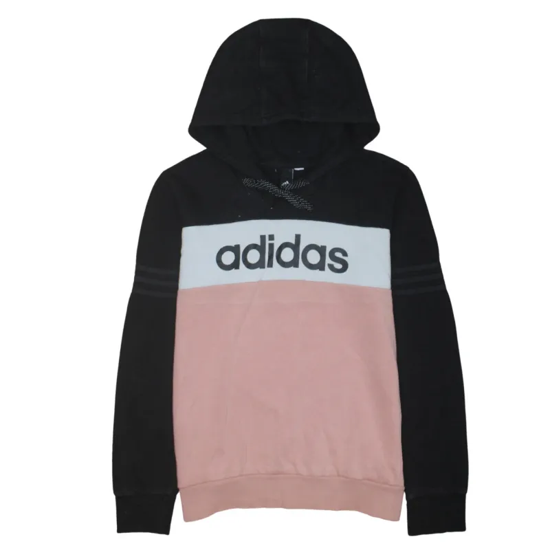 Adidas Black Pink Hoodie Men's XSmall Big Logo Colour Block Fleece Pullover Sweatshirt made by Adidas