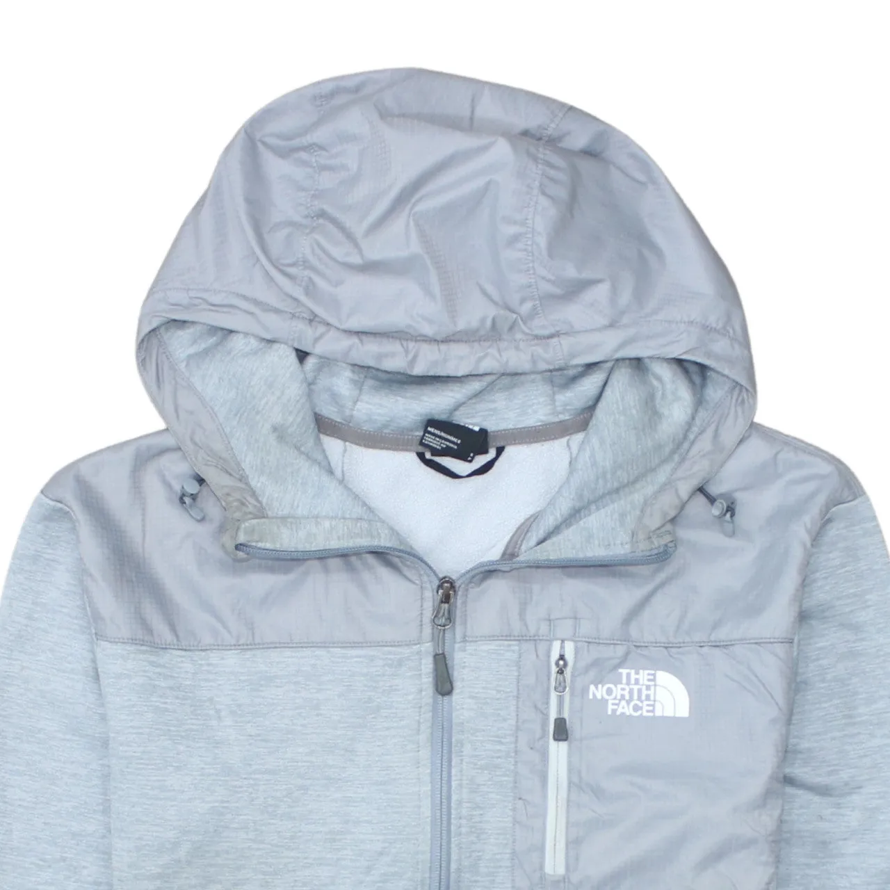 The North Face Light Grey Hoodie Men's Small Full Zip Chest Pocket Printed Logo Sweatshirt sold by Vintage Club product image thumbnail 3