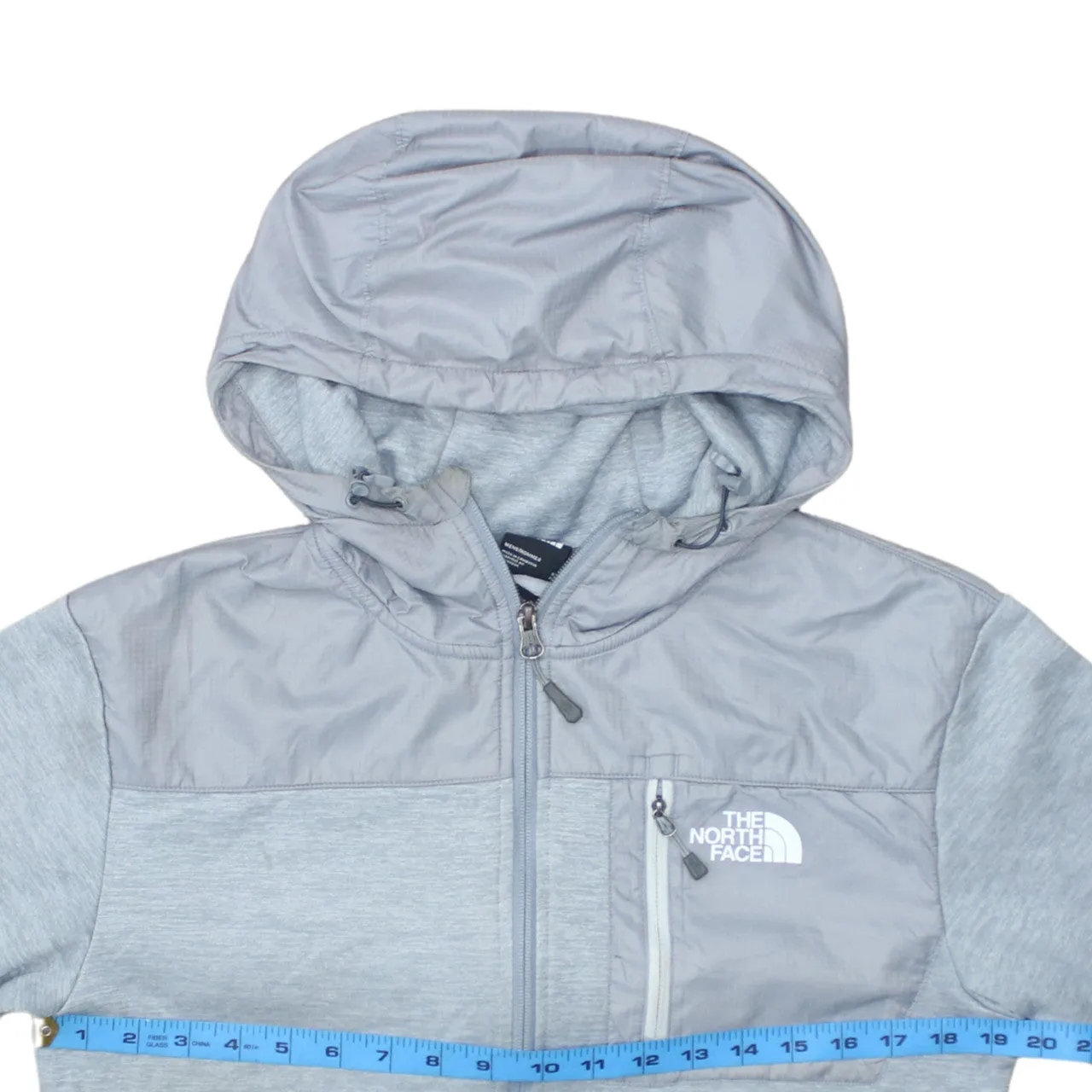 The North Face Light Grey Hoodie Men's Small Full Zip Chest Pocket Printed Logo Sweatshirt sold by Vintage Club product image thumbnail 5