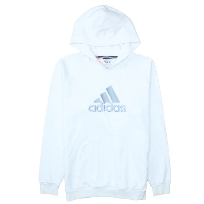Adidas White Hoodie Women’s XLarge Embroidered Logo Front Pocket Pullover Sweatshirt sold by Vintage Club
