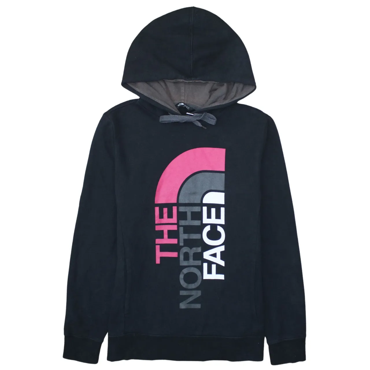 The North Face Black Hoodie Women’s Large Printed Logo Pullover Fleece Sweatshirt sold by Vintage Club