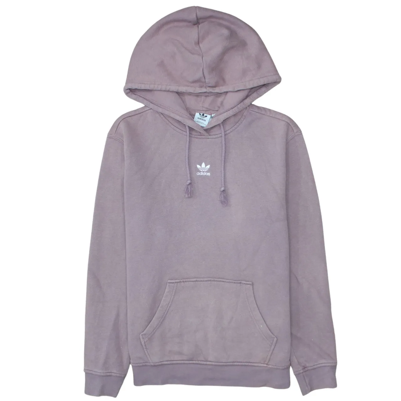 Adidas Mauve Purple Hoodie Women's Medium Embroidered Trefoil Logo Fleece Pullover Sweatshirt sold by Vintage Club