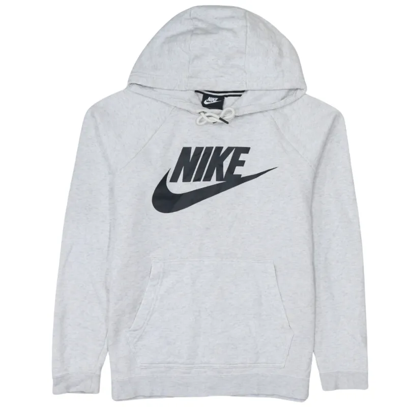 Nike Light Grey Hoodie Men’s Small Printed Logo Front Pocket Pullover Sweatshirt sold by Vintage Club