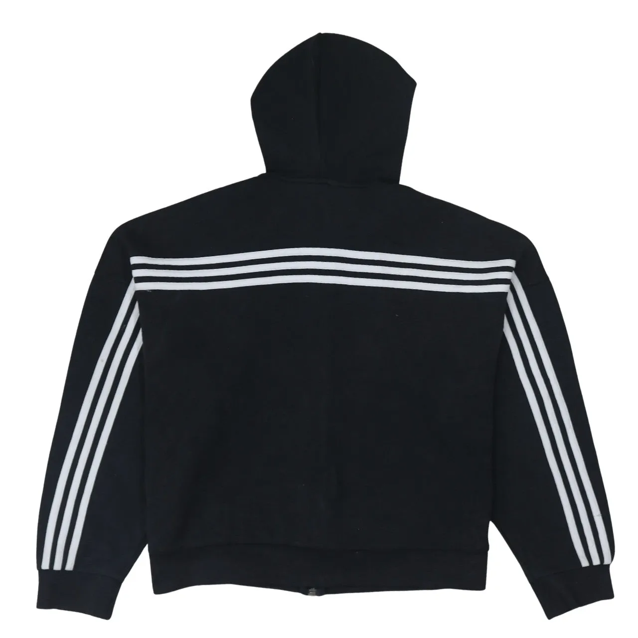 Adidas Black Full Zip Hoodie Women's Large Printed Logo Three Stripe Sleeves Sweatshirt sold by Vintage Club product image thumbnail 2