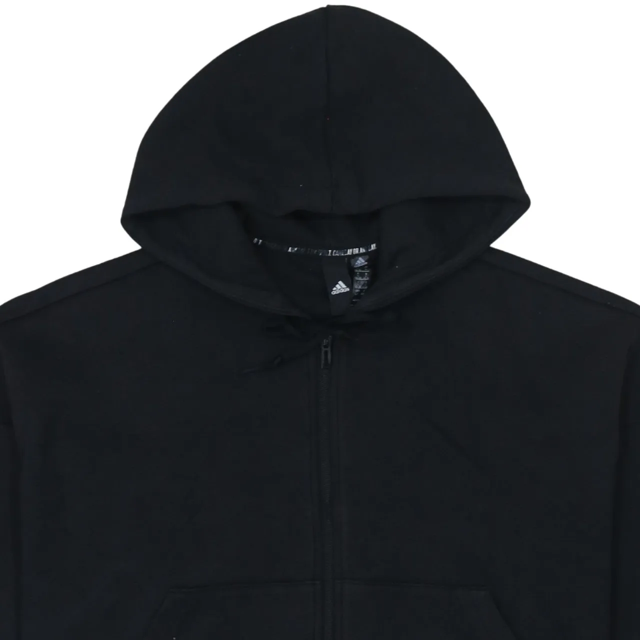 Adidas Black Full Zip Hoodie Women's Large Printed Logo Three Stripe Sleeves Sweatshirt sold by Vintage Club product image thumbnail 3