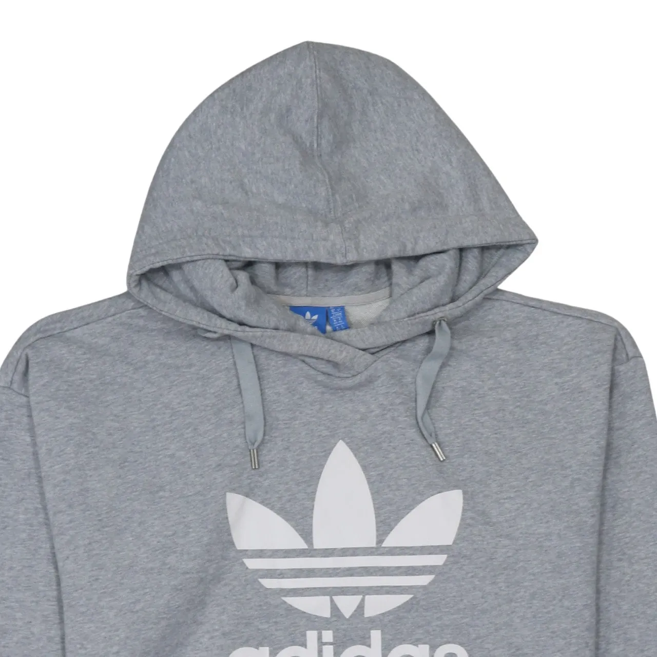 Adidas Grey Hoodie Women’s Large Trefoil Printed Logo Drawstring Pocket Pullover Sweatshirt sold by Vintage Club product image thumbnail 3