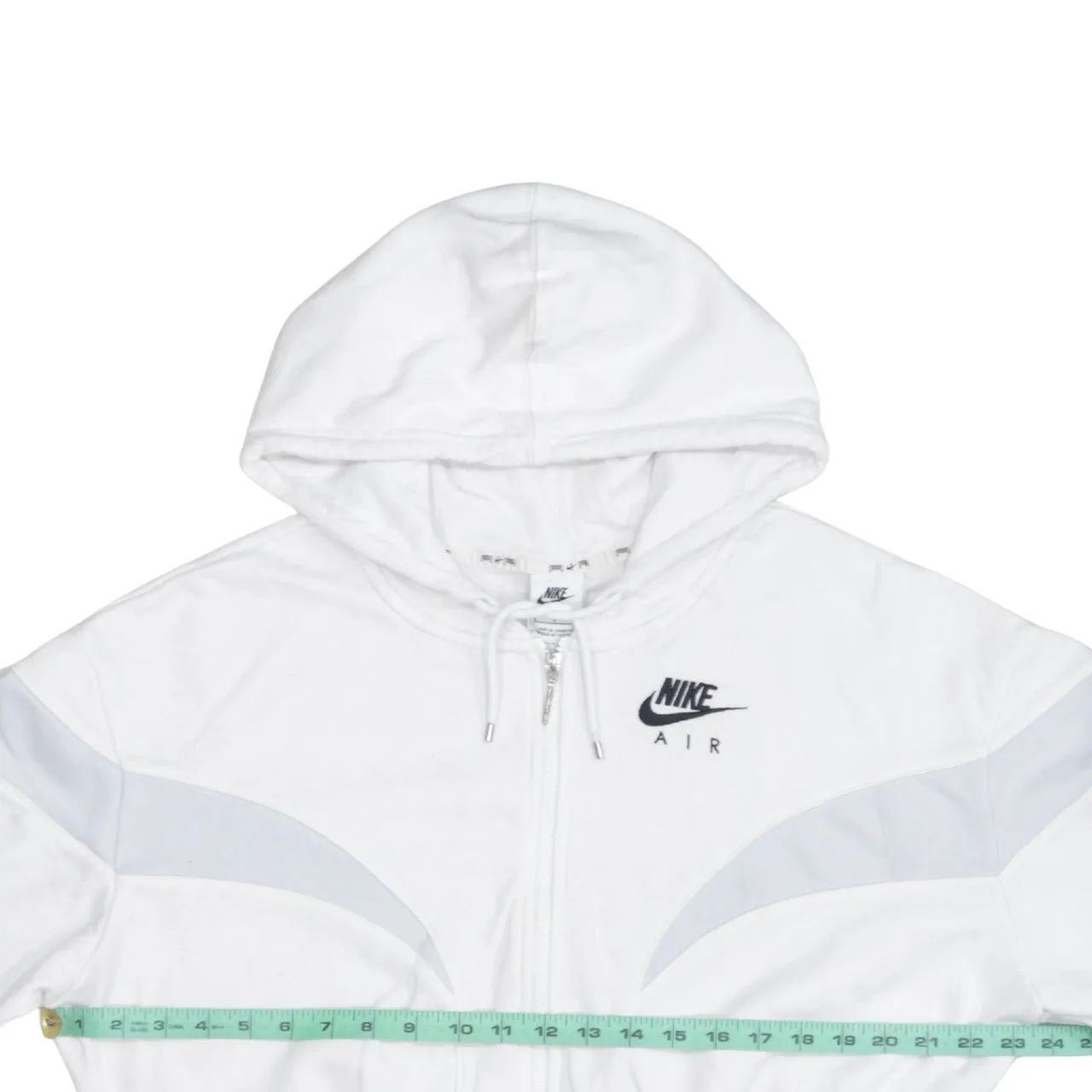 Nike White Full Zip Hoodie Women’s Small Nike Air Logo Sleeve Print Hooded Sweatshirt sold by Vintage Club product image thumbnail 5