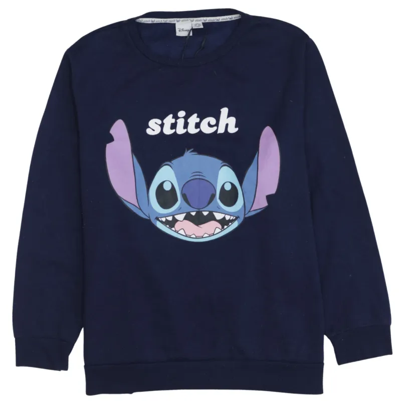 Disney Navy Blue Sweatshirt Women’s XXLarge Stitch Printed Graphic Crewneck Pullover Fleece Top sold by Vintage Club