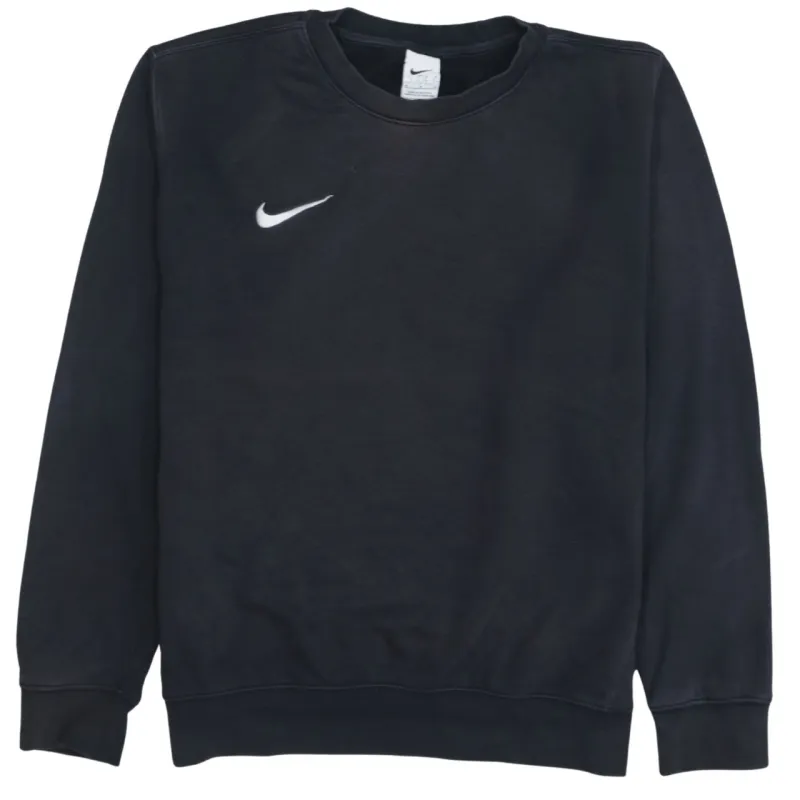 Nike Black Sweatshirt Men's Medium Embroidered Swoosh Logo Crewneck Pullover Fleece Top sold by Vintage Club