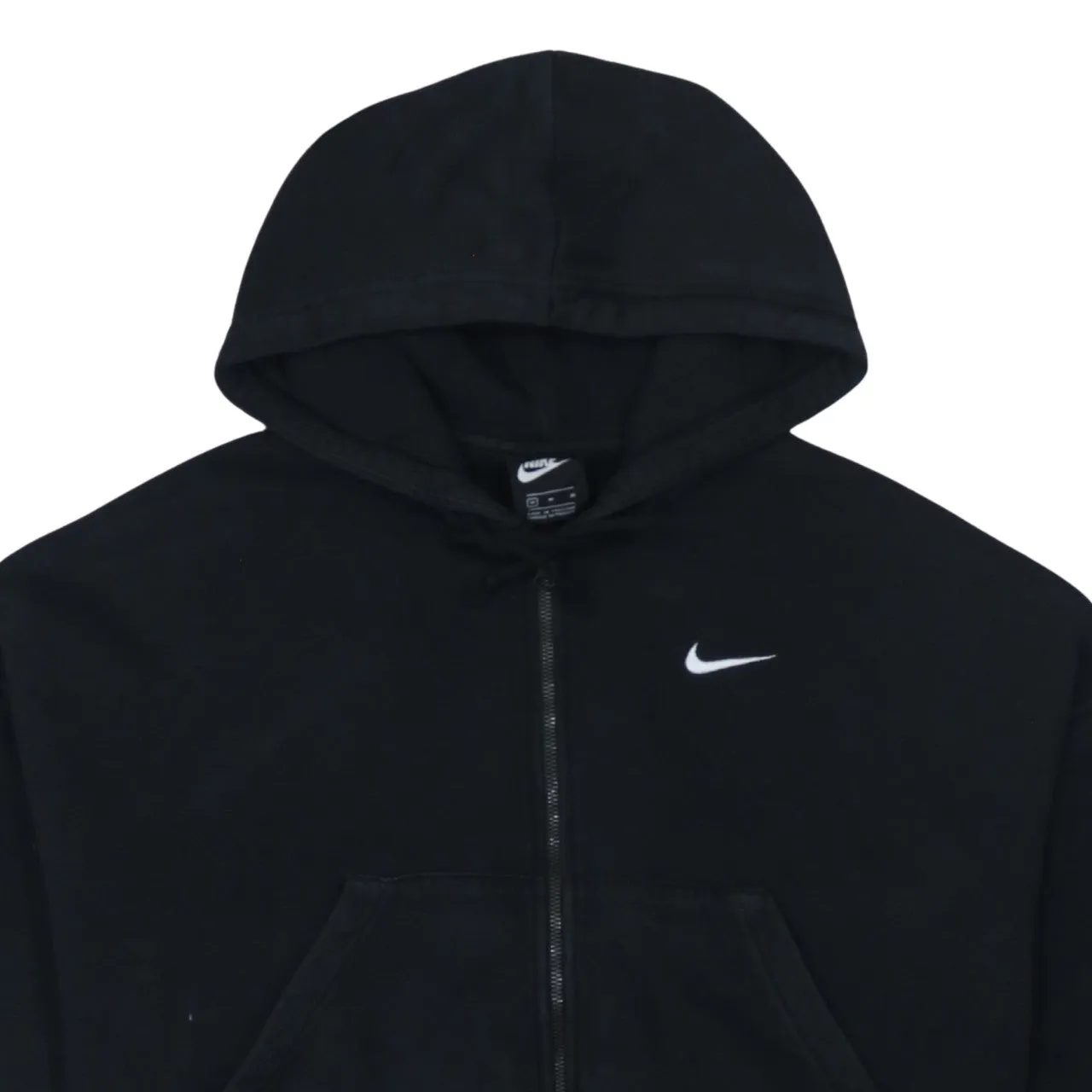 Nike Black Full Zip Hoodie Women’s Medium Embroidered Swoosh Cropped Kangaroo Pocket Sweatshirt sold by Vintage Club product image thumbnail 3