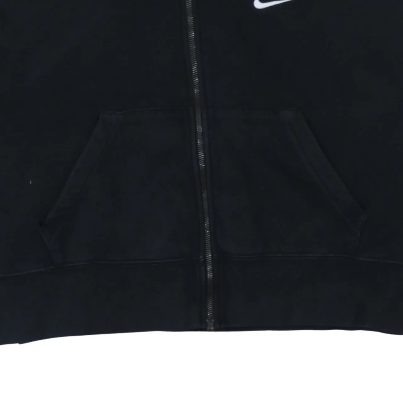 Nike Black Full Zip Hoodie Women’s Medium Embroidered Swoosh Cropped Kangaroo Pocket Sweatshirt sold by Vintage Club product image thumbnail 4