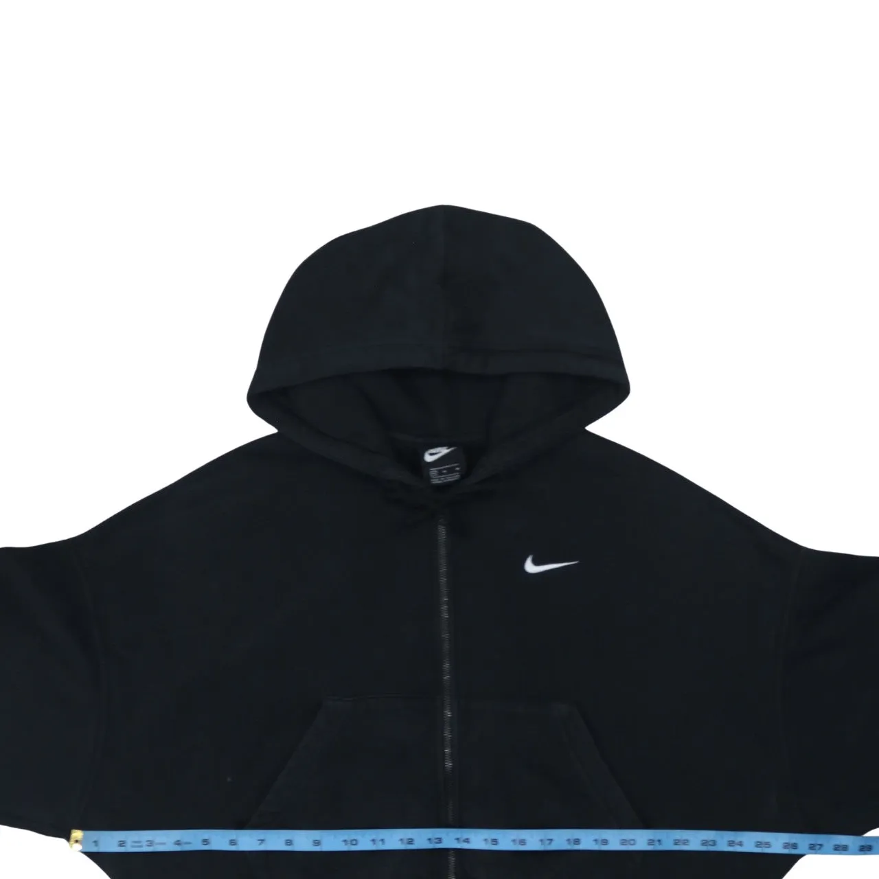 Nike Black Full Zip Hoodie Women’s Medium Embroidered Swoosh Cropped Kangaroo Pocket Sweatshirt sold by Vintage Club product image thumbnail 5