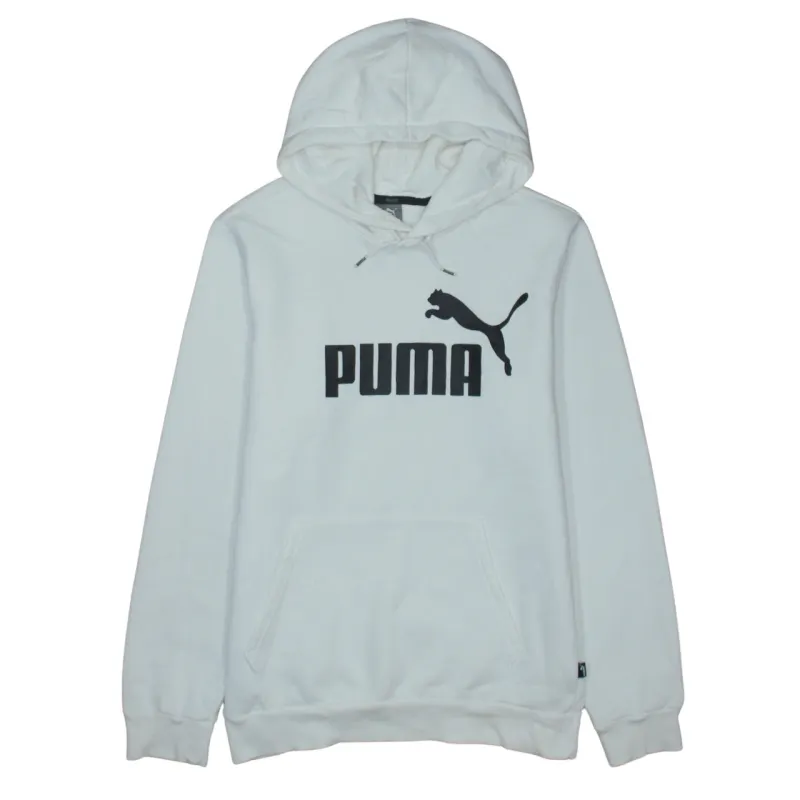Puma White Hoodie Men's Small Printed Logo Front Pocket Pullover Sweatshirt sold by Vintage Club