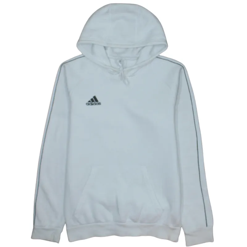 Adidas White Hoodie Men's Small Embroidered Logo Drawstring Hood Front Pocket Sweatshirt sold by Vintage Club